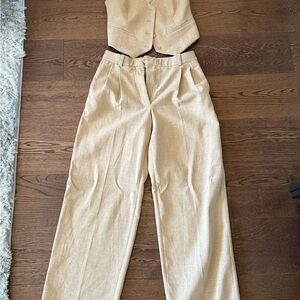 Wilfred Cream Wide Leg Pants & Vest Set